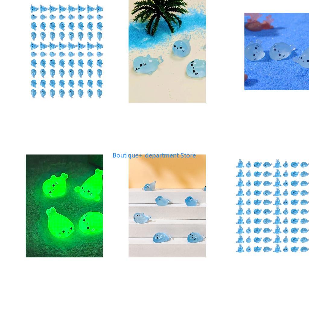 Art Craft Night - E1PD 100 ชิ้นขนาดเล็กเรืองแสงซีลFigurinesเรซิ่นสัตว์ทะเลรูปปั้นDecorsสำหรับสร้างสรรค์DIY Room Arrangement