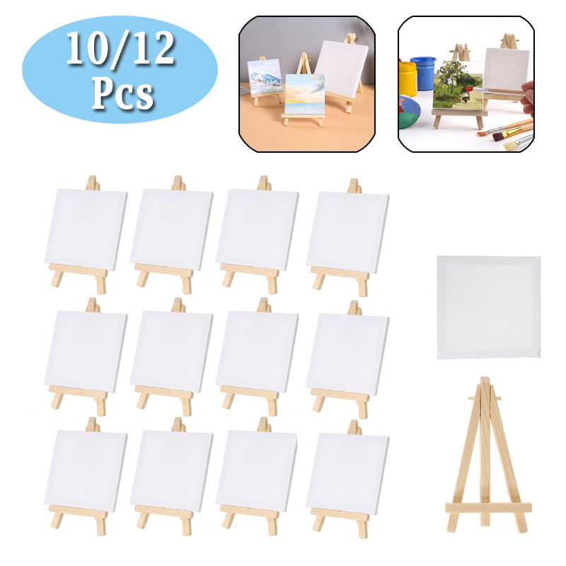 Art Craft Furniture - 10/12pcs มินิผ้าใบและชุดขาตั้ง, ขนาดเล็ก Art ขาตั้งผ้าใบเด็กจิตรกรรมหัตถกรรม DIY