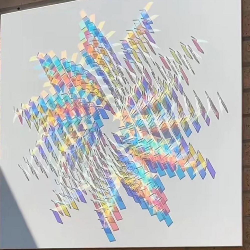 Light Art And Craft - ชุดแผ่นอะคริลิกแสงสะท้อนหลายชั้น แผ่นอะคริลิกสี่เหลี่ยมจัตุรัสขนาดเล็ก แผ่นโฮโลแกรมสองด้าน สำหรับงาน DIY งานฝีมือ