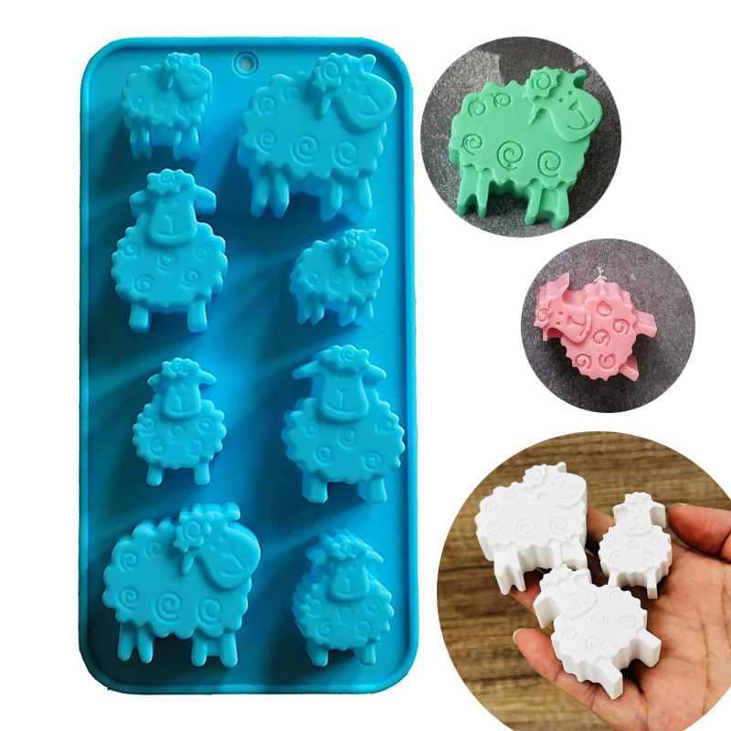 Eco Art Craft - แกะซิลิโคนแม่พิมพ์สําหรับทําสบู่การ์ตูนสัตว์ช็อกโกแลต Ice Cube Candy เค้กตกแต่ง Crayon