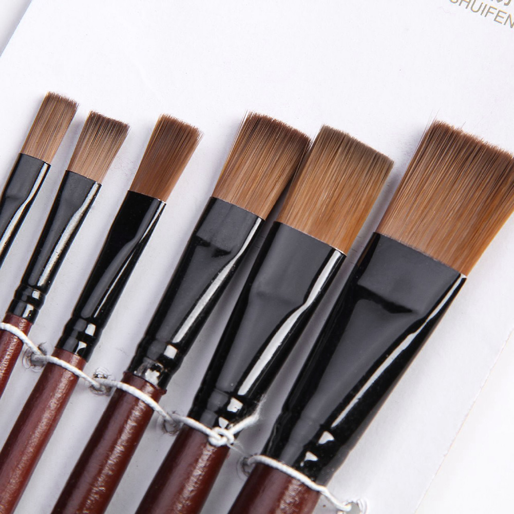 Gouache Paint Set - 6Pcsไนลอนอะคริลิคสีน้ำมันGouacheแปรงสำหรับศิลปินอุปกรณ์สีน้ำชุด