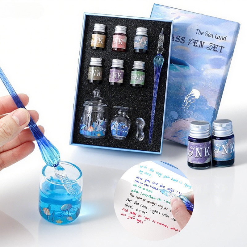Calligraphy Pen Set - ชุดปากกาจุ่ม 10 ชิ้น ซีรีส์มหาสมุทร ทำความสะอาดง่าย สำหรับงานศิลปะ