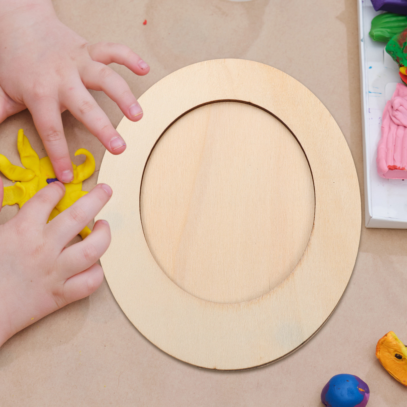 Art Craft Activities For Preschoolers - ชุดกรอบรูปไม้รูปวงรีแบบยังไม่เสร็จสำหรับเด็ก ชุดงานฝีมือ DIY สำหรับระบายสี โครงการศิลปะสำหรับเด็กก่อนวัยเรียน กิจกรรมสร้างสรรค์