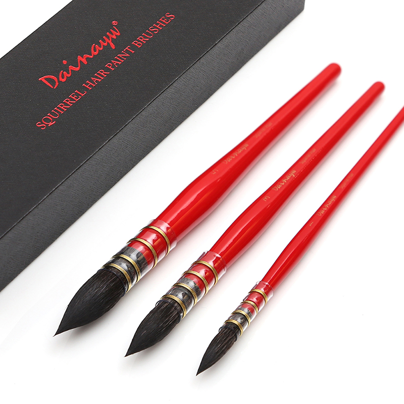 Gouache Paint Set - Dainayw 3 แปรงรอบผมกระรอกสีน้ําชุดแปรง Handmade PaintBrush สําหรับจิตรกรรมศิลปะ