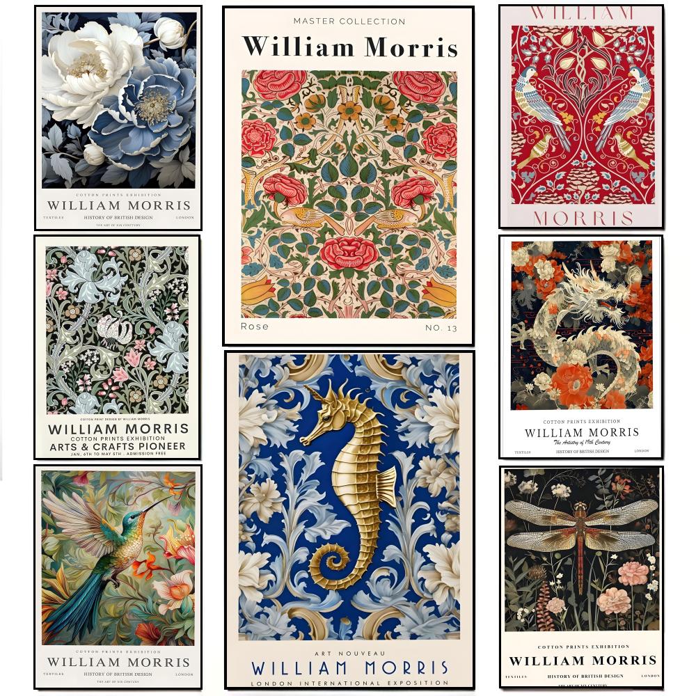 Art Craft William Morris - ศิลปะวินเทจ งานฝีมือ W-วิลเลียม เอ็ม-มอร์ริสโปสเตอร์โปสเตอร์ HD สติกเกอร์ติดผนังกันน้ำบาร์ตกแต่งห้องนั่งเล่นของขวัญ