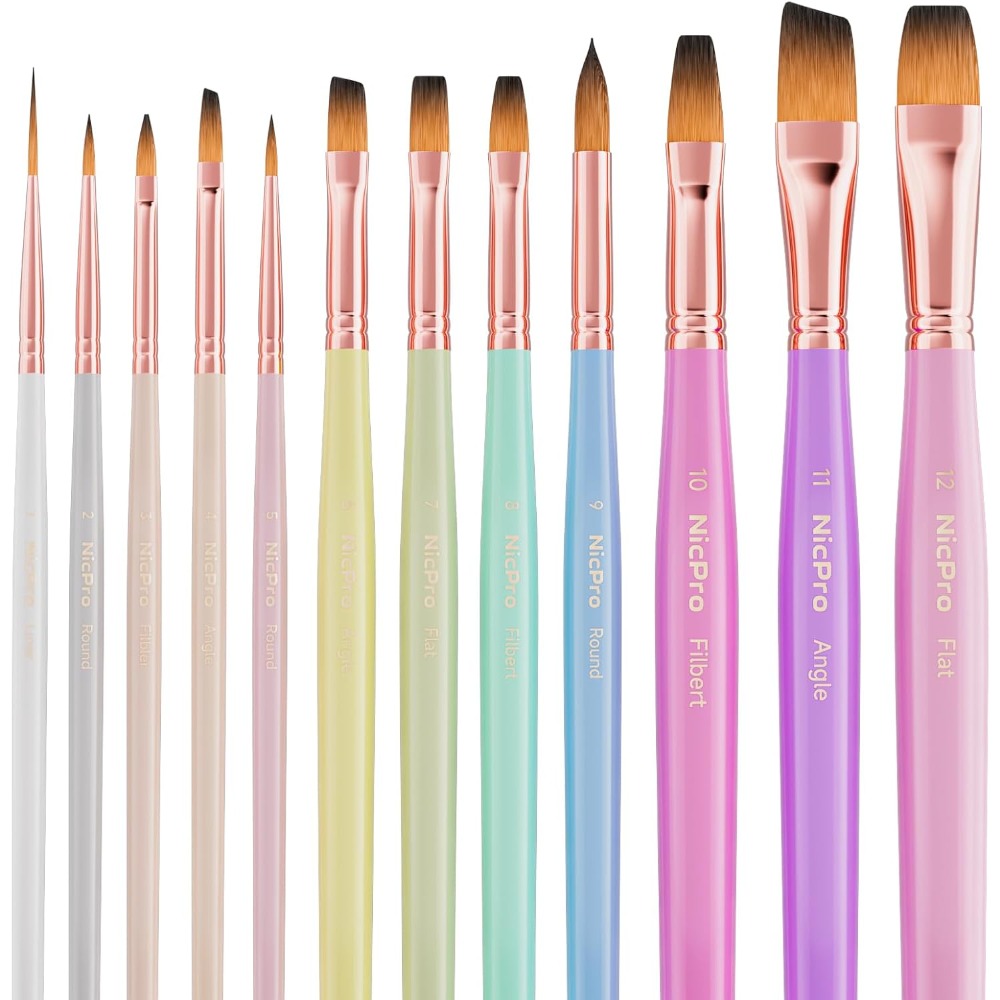 Gouache Paint Set - ชุดแปรงทาสีศิลปิน 12 ชิ้น แปรงทาสีพาสเทลสวยงาม สำหรับอะคริลิก น้ำมัน