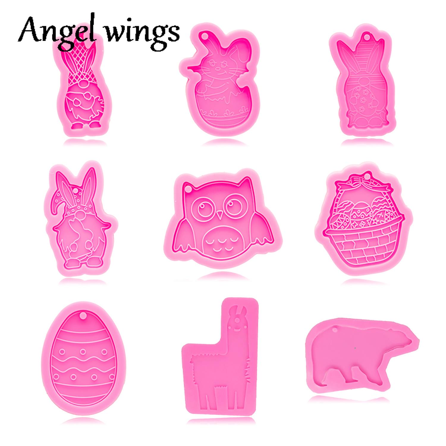 Eco Art Craft - DY0943ซิลิโคน Easter Bunny/ไข่/นกฮูก/หมี,พวงกุญแจหัตถกรรมอีพ็อกซี่ DIY เรซิ่น Art
