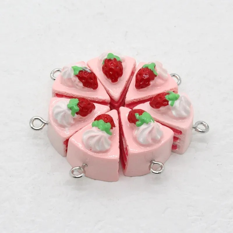 Art Craft Handmade - จี้เรซิ่นรูปเค้กสตรอว์เบอร์รี่ 3 มิติ แบบจำลอง 10 ชิ้น/แพ็ค
