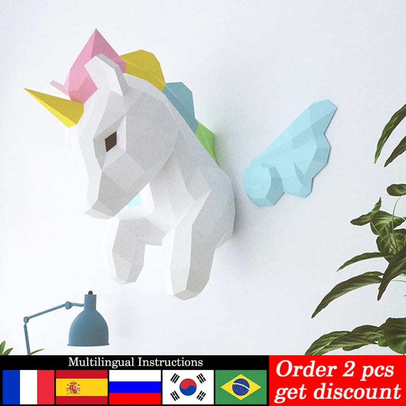 Wallpaper Art And Craft - Rainbow Unicorn สัตว์ Wall Decor บ้านแขวนตกแต่งกระดาษ,ต่ํา