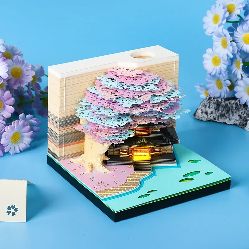 Art Craft Furniture - 3D Treehouse ปฏิทินกระดาษศิลปะประติมากรรม MeMO Pad เดสก์ท็อปหัตถกรรมของที่ระลึกกระดาษแกะสลัก