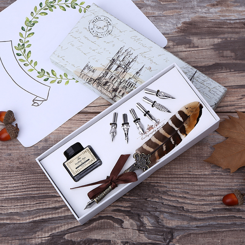 Calligraphy Pen Set - ชุดปากกาจุ่มหมึกแบบย้อนยุคพร้อมหมึกเขียน ชุดเครื่องเขียนสุดหรูพร้อมตราประทับ สำหรับงานศิลปะ งานฝีมือ DIY ของขวัญสำหรับนักเรียน