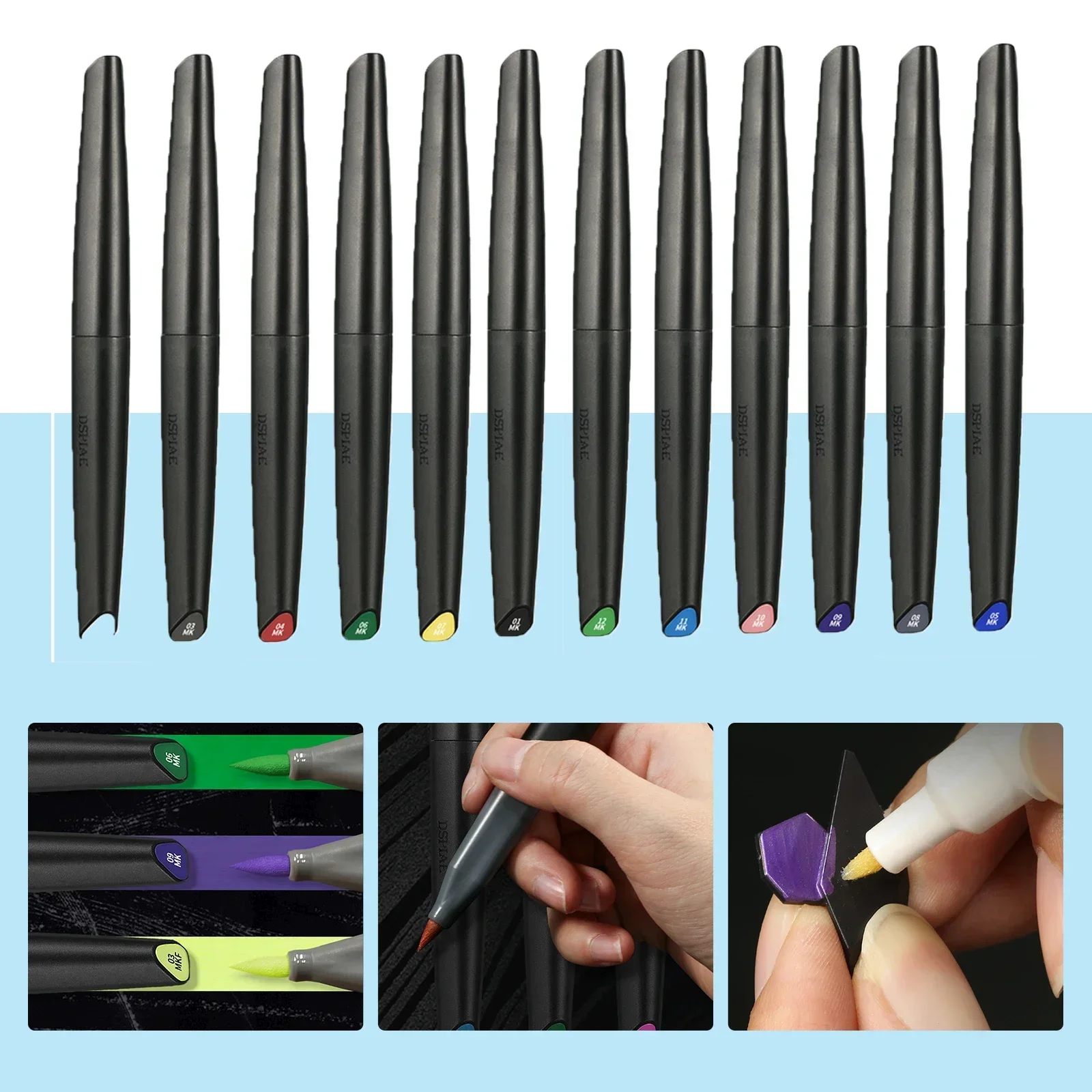 Eco Art Craft - Dspiae 12 สีชุดปากกาแปรงน้ํา Soft Tip Markers