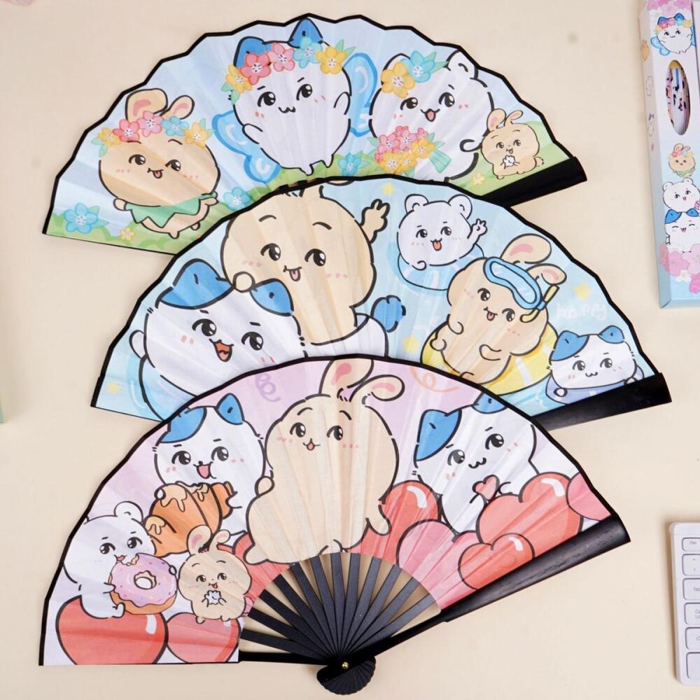 Art Craft Japan - พัดพับลายชิคคาวะ ฤดูร้อน ลายอุซากิ ทำจากไม้ไผ่ ขนาด 8