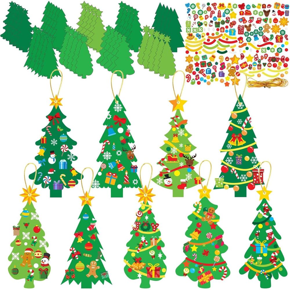 Art And Craft Xmas Tree - DIY 945 ชิ้น ชุดงานฝีมือต้นคริสต์มาส ชุดงานฝีมือศิลปะสำหรับเด็กพร้อมสติกเกอร์ ทำบุ๊คมาร์คคริสต์มาสของคุณเอง