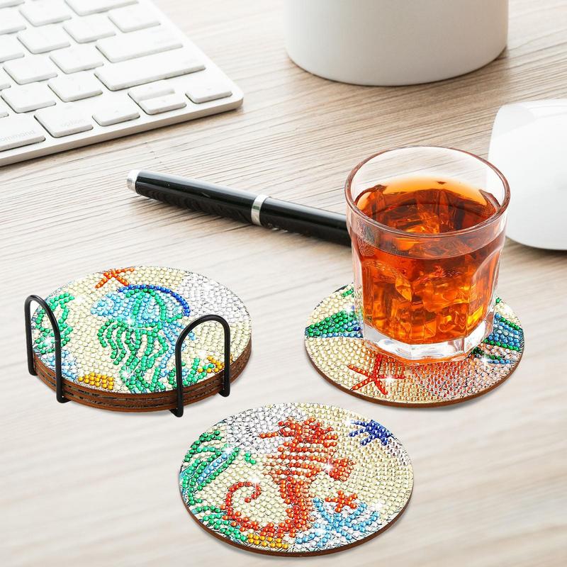 Eco Art Craft - อัญมณี Art Coasters ชุดหัตถกรรมภาพวาดศิลปะอัญมณี Coasters เครื่องประดับ