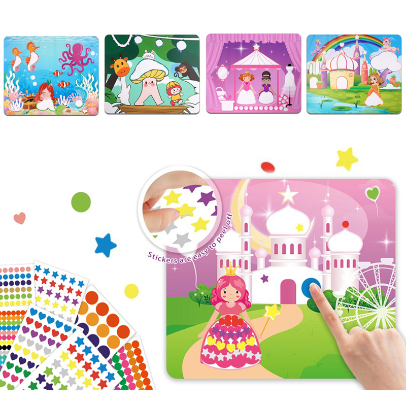 Art Craft Activities For Preschoolers - สติกเกอร์ลายจุดสำหรับเจ้าหญิงยูนิคอร์นสติกเกอร์ศิลปะงานหัตถกรรมกิจกรรมสติกเกอร์ DIY ของขวัญของเล่นสำหรับเด็กถุงเท้าเดินทางของเล่นการเรียนรู้ก่อนวัยเรียน