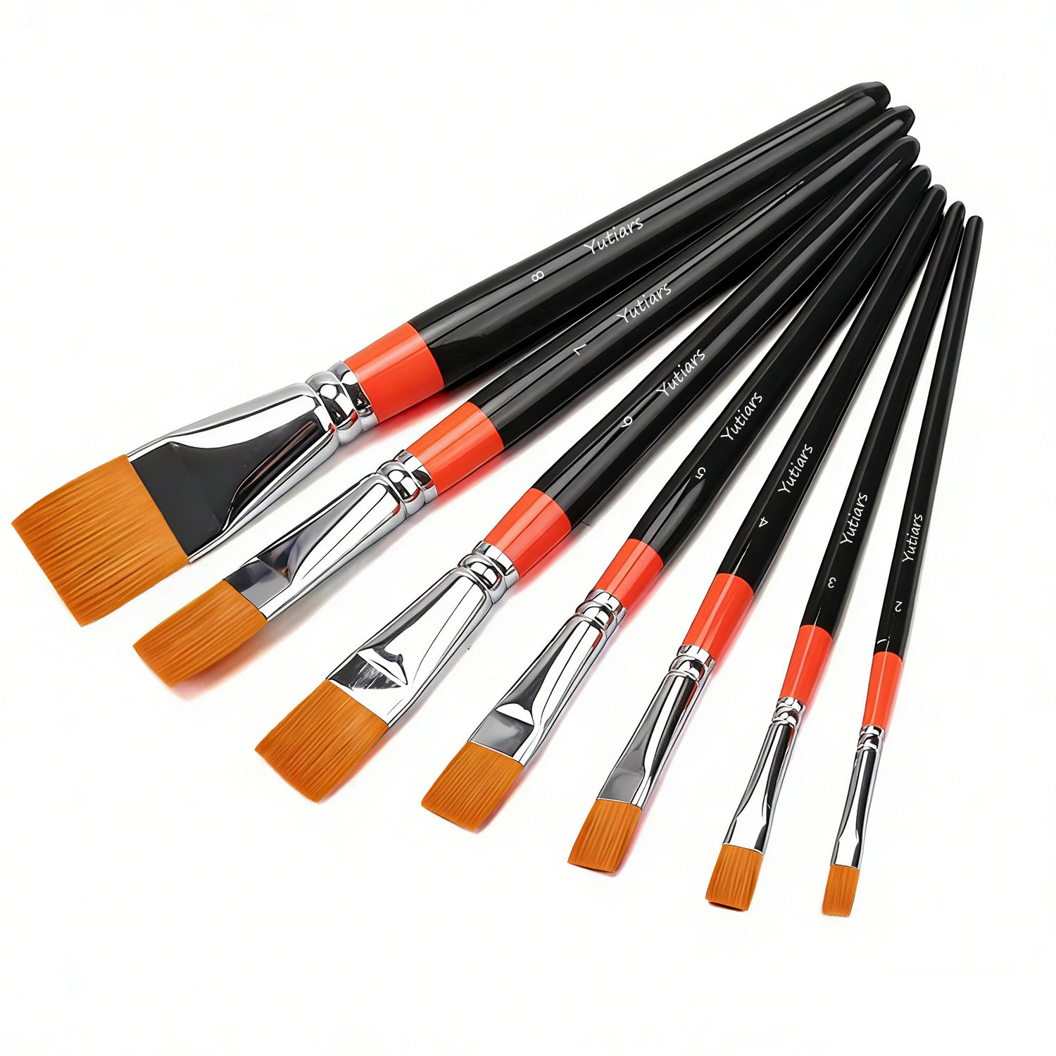 Gouache Paint Set - ชุดแปรงทาสีแบบแบนสำหรับศิลปินมืออาชีพ 8 ชิ้น ขนไนลอนนุ่ม สำหรับสีน้ำ สีอะคริลิก