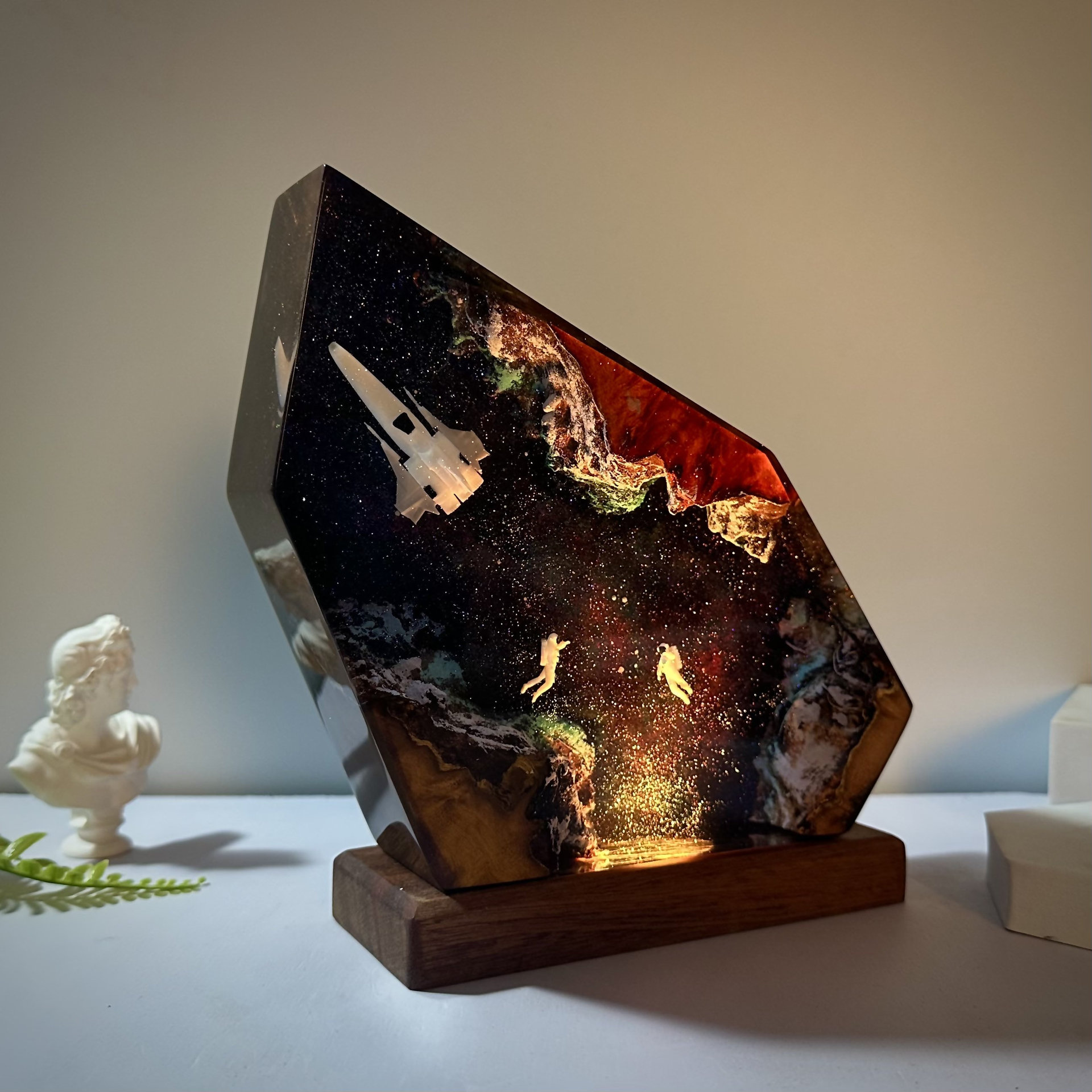 โคมไฟตั้งโต๊ะเรซิ่นลายกาแล็กซี - Art Craft Night บทวิจารณ์และราคา
