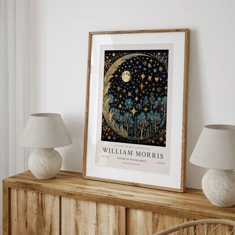 Vintage ดวงจันทร์และดาว Willia - Art Craft William Morris บทวิจารณ์และราคา