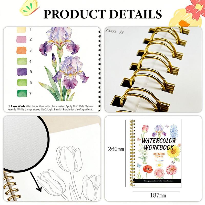 สมุดวาดภาพสีน้ำลายดอกไม้แบบเข้ - Art Craft Items บทวิจารณ์และราคา